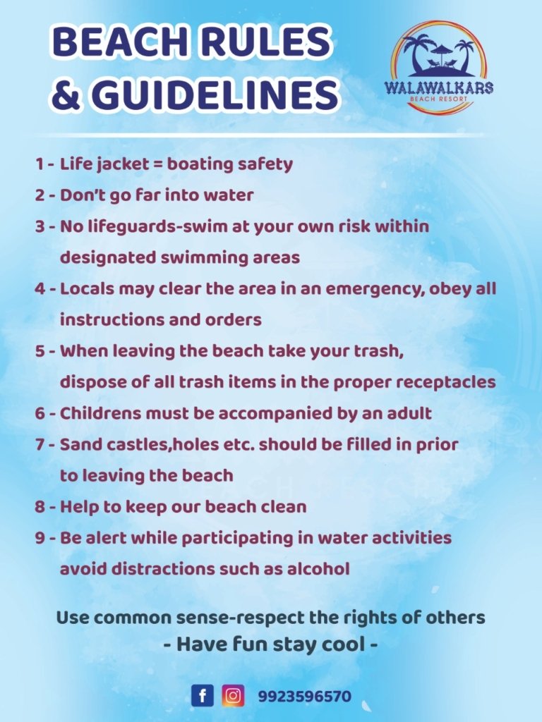 Rules & Guidelines Walawalkars Beach Resort